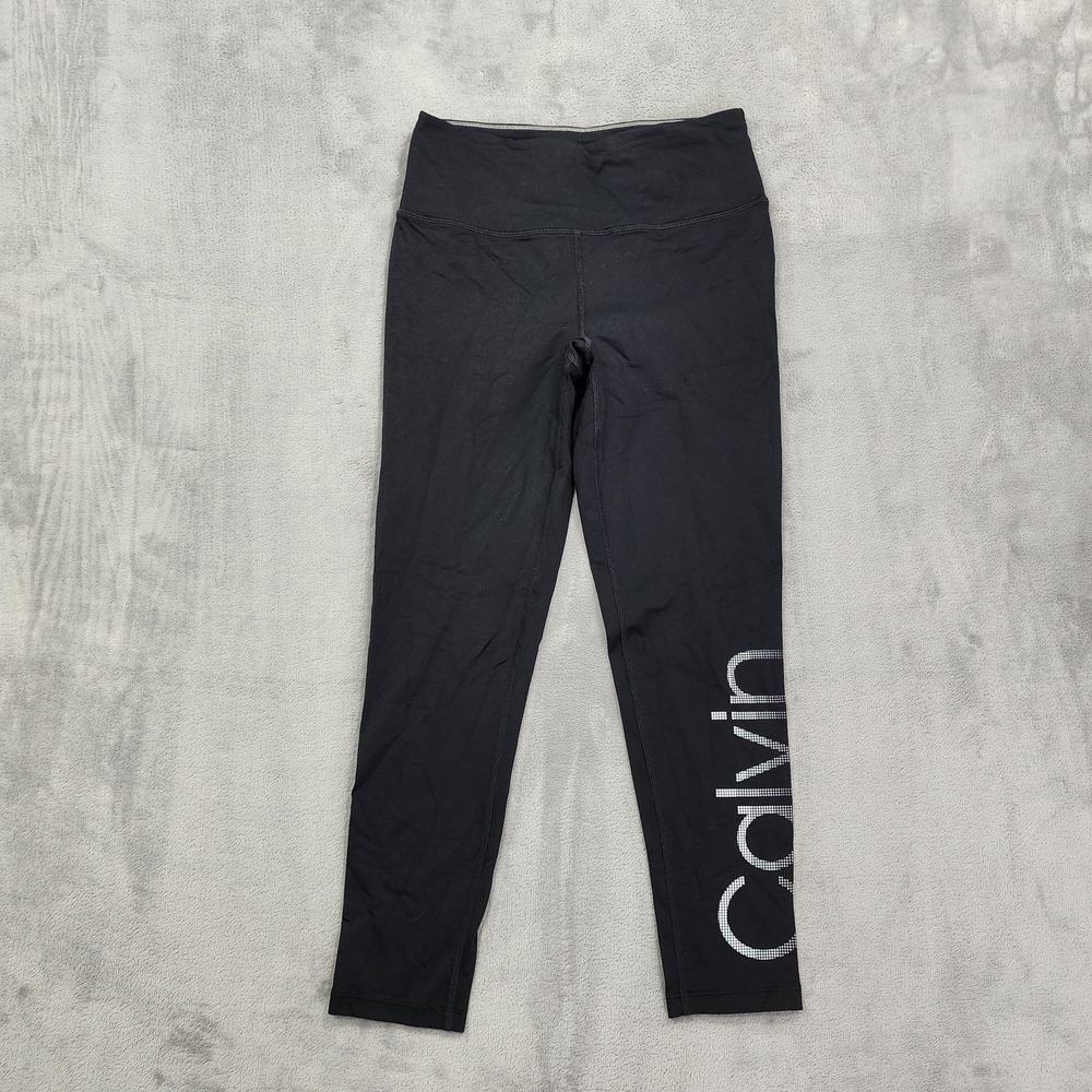 Calvin Klein Performance Leggings Womens S Black Wick Logo Ankle Yoga Workout
